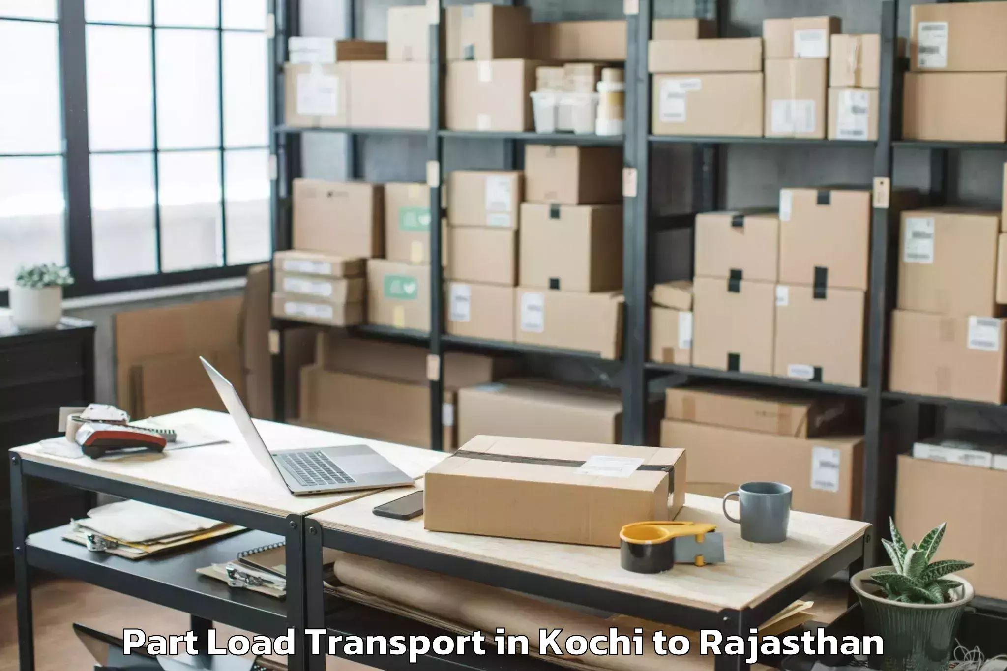 Book Kochi to Sanganer Part Load Transport Online